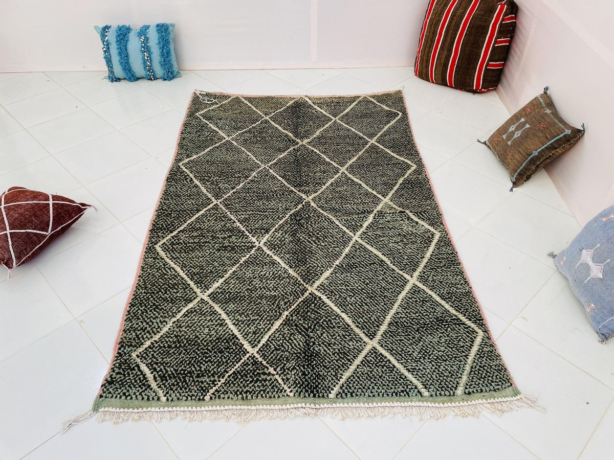Grey Moroccan Rug, Handmade Rug, Vintage Authentic Moroccan Rug, Abstract Berber Rug,Wool Rug, Sheep Wool Rug, Beni ourain rug - Africancreates