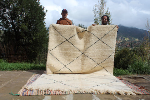 Beni ourain rug- Moroccan Rug- Custom size rug-Berber Rug - Custom rug- rugs for living room, Genuine lamb wool- Contemporary rug- All wool