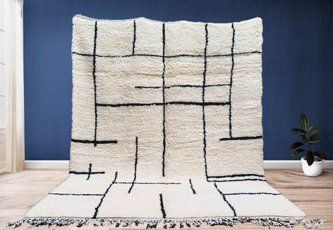 Beni ourain rug- Moroccan Rug- Custom size rug-Berber Rug - Custom rug- rugs for living room, Genuine lamb wool- Contemporary rug- All wool
