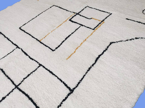Beni ourain rug- Moroccan Rug- Custom size rug-Berber Rug - Custom rug- rugs for living room, Genuine lamb wool- Contemporary rug- All wool