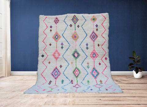 Beni ourain rug- Moroccan Rug- Custom size rug-Berber Rug - Custom rug- rugs for living room, Genuine lamb wool- Contemporary rug- All wool