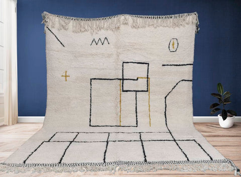 Beni ourain rug- Moroccan Rug- Custom size rug-Berber Rug - Custom rug- rugs for living room, Genuine lamb wool- Contemporary rug- All wool