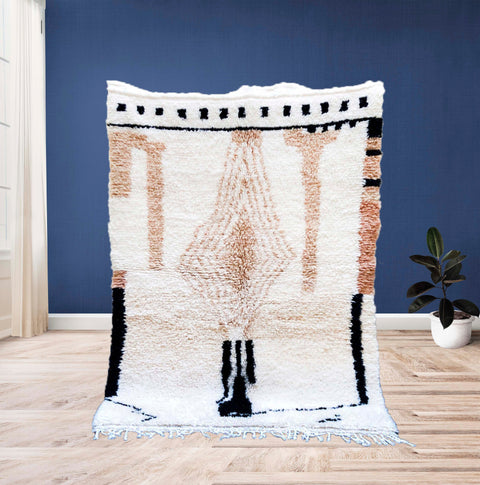 Beni ourain rug- Moroccan Rug- Custom size rug-Berber Rug - Custom rug- rugs for living room, Genuine lamb wool- Contemporary rug- All wool