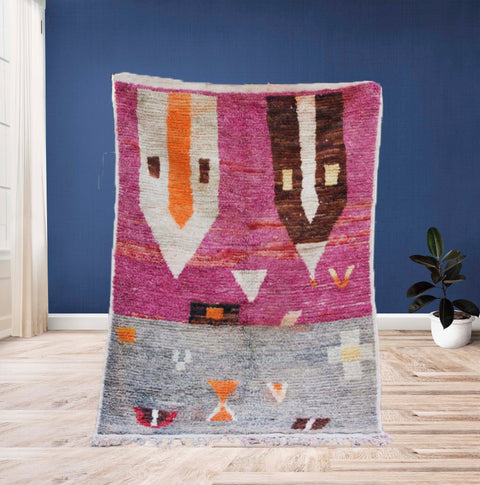 Beni ourain rug- Moroccan Rug- Custom size rug-Berber Rug - Custom rug- rugs for living room, Genuine lamb wool- Contemporary rug- All wool