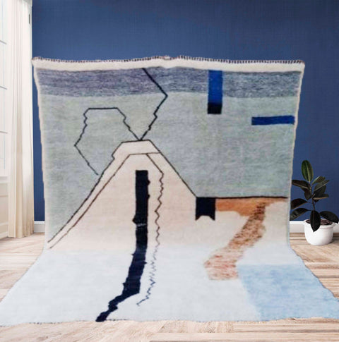 Moroccan rug Hand knotted - Beni ourain rug - all wool berber rug - Custom rug - handmade rug - Genuine lamb wool