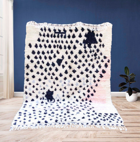 Moroccan rug Hand knotted - Beni ourain rug - all wool berber rug - Custom rug - handmade rug - Genuine lamb wool