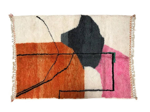 Beni ourain rug- Moroccan Rug- Custom size rug-Berber Rug - Custom rug- rugs for living room, Genuine lamb wool- Contemporary rug- All wool