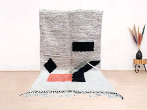 Beni ourain rug- Moroccan Rug- Custom size rug-Berber Rug - Custom rug- rugs for living room, Genuine lamb wool- Contemporary rug- All wool