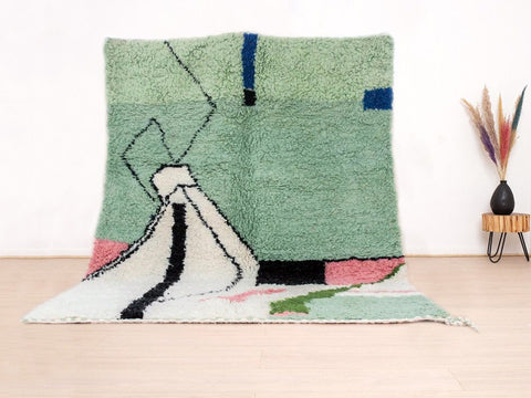 Beni ourain rug- Moroccan Rug- Custom size rug-Berber Rug - Custom rug- rugs for living room, Genuine lamb wool- Contemporary rug- All wool