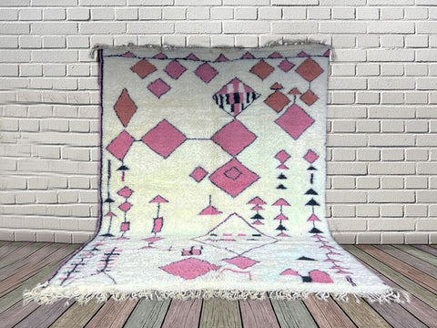 Beni ourain rug- Moroccan Rug- Custom size rug-Berber Rug - Custom rug- rugs for living room, Genuine lamb wool- Contemporary rug- All wool