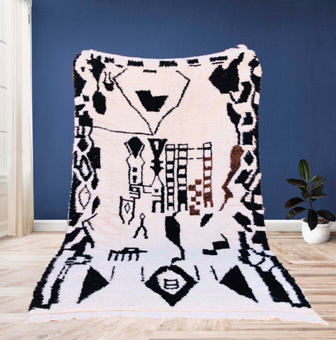 Beni ourain rug- Moroccan Rug- Custom size rug-Berber Rug - Custom rug- rugs for living room, Genuine lamb wool- Contemporary rug- All wool