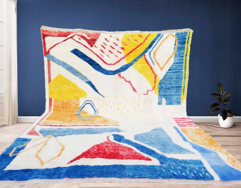 Beni ourain rug- Moroccan Rug- Custom size rug-Berber Rug - Custom rug- rugs for living room, Genuine lamb wool- Contemporary rug- All wool