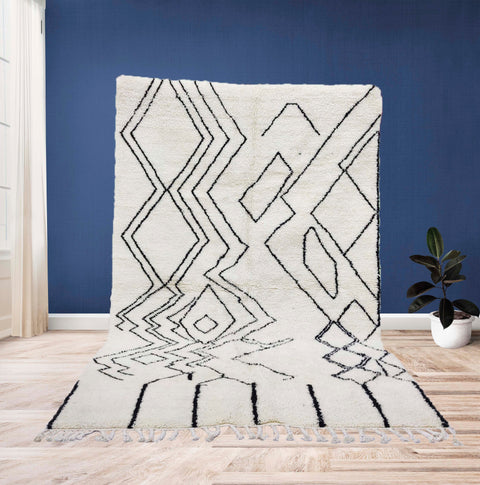 Beni ourain rug- Moroccan Rug- Custom size rug-Berber Rug - Custom rug- rugs for living room, Genuine lamb wool- Contemporary rug- All wool