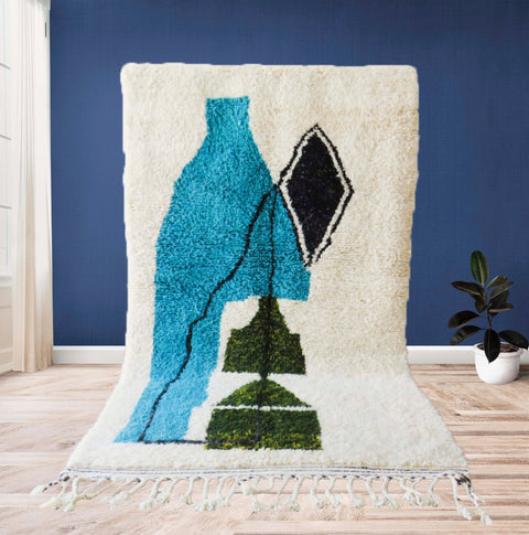 Beni ourain rug- Moroccan Rug- Custom size rug-Berber Rug - Custom rug- rugs for living room, Genuine lamb wool- Contemporary rug- All wool