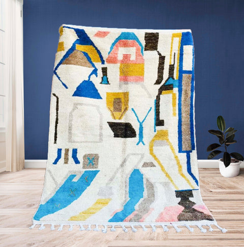 Beni ourain rug- Moroccan Rug- Custom size rug-Berber Rug - Custom rug- rugs for living room, Genuine lamb wool- Contemporary rug- All wool