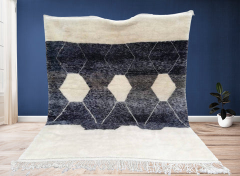 Beni ourain rug- Moroccan Rug- Custom size rug-Berber Rug - Custom rug- rugs for living room, Genuine lamb wool- Contemporary rug- All wool