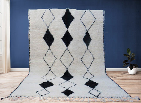 Beni ourain rug- Moroccan Rug- Custom size rug-Berber Rug - Custom rug- rugs for living room, Genuine lamb wool- Contemporary rug- All wool