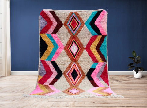 Beni ourain rug- Moroccan Rug- Custom size rug-Berber Rug - Custom rug- rugs for living room, Genuine lamb wool- Contemporary rug- All wool