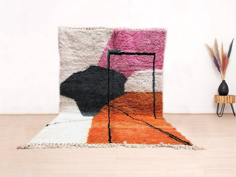 Beni ourain rug- Moroccan Rug- Custom size rug-Berber Rug - Custom rug- rugs for living room, Genuine lamb wool- Contemporary rug- All wool