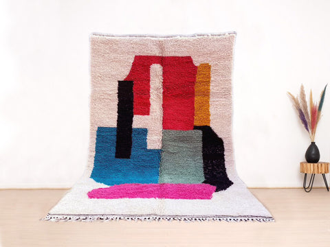 Beni ourain rug- Moroccan Rug- Custom size rug-Berber Rug - Custom rug- rugs for living room, Genuine lamb wool- Contemporary rug- All wool