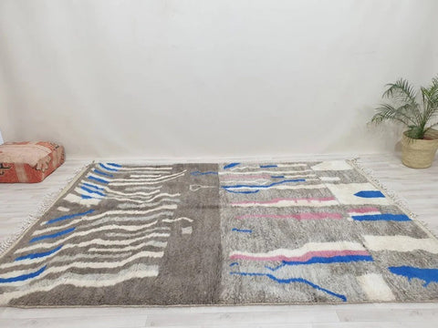 Beni ourain rug- Moroccan Rug- Custom size rug-Berber Rug - Custom rug- rugs for living room, Genuine lamb wool- Contemporary rug- All wool