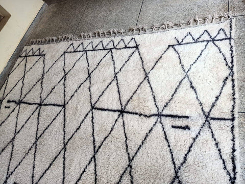 Beni ourain rug- Moroccan Rug- Custom size rug-Berber Rug - Custom rug- rugs for living room, Genuine lamb wool- Contemporary rug- All wool