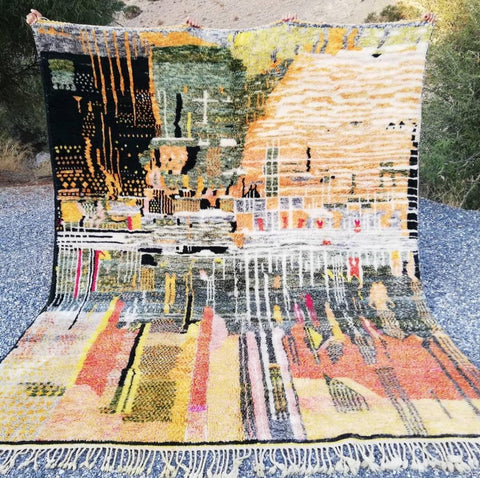 8 x 10 ft Authentic art work rug , Moroccan rug Hand knotted - Beni ourain rug - all wool berber rug  - handmade rug - Genuine lamb wool