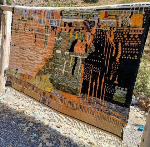 8 x 10 ft Authentic art work rug , Moroccan rug Hand knotted - Beni ourain rug - all wool berber rug  - handmade rug - Genuine lamb wool