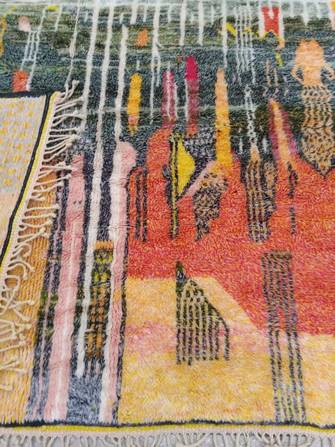 8 x 10 ft Authentic art work rug , Moroccan rug Hand knotted - Beni ourain rug - all wool berber rug  - handmade rug - Genuine lamb wool