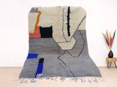 Beni ourain rug- Moroccan Rug- Custom size rug-Berber Rug - Custom rug- rugs for living room, Genuine lamb wool- Contemporary rug- All wool
