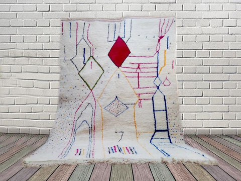 Beni ourain rug- Moroccan Rug- Custom size rug-Berber Rug - Custom rug- rugs for living room, Genuine lamb wool- Contemporary rug- All wool