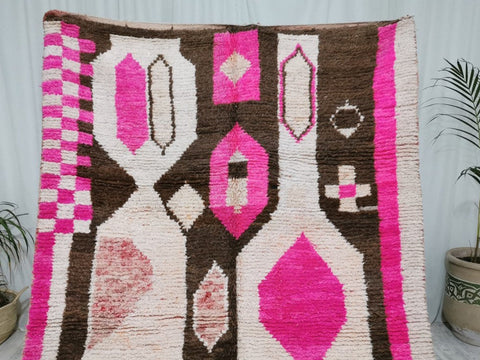Moroccan modern pink design rug - Custom size rug-Berber Rug - Custom rug- rugs for living room, Genuine lamb wool- Contemporary rug