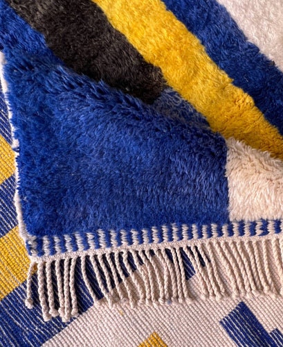 Blue shades Moroccan rug - stripes rug design - Custom size rug for living room and bedroom - beniouarain rug - scandinavian rug