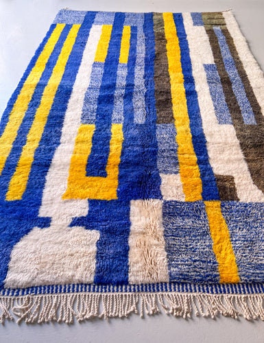 Blue shades Moroccan rug - stripes rug design - Custom size rug for living room and bedroom - beniouarain rug - scandinavian rug