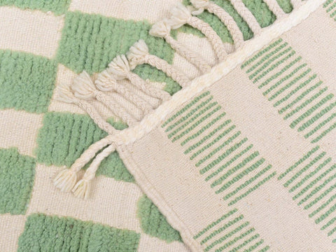 Chechered green runner- Moroccan Rug- Custom size rug-green Rug - Custom rug- rugs for living room, modern runner- Contemporary rug , mrirt