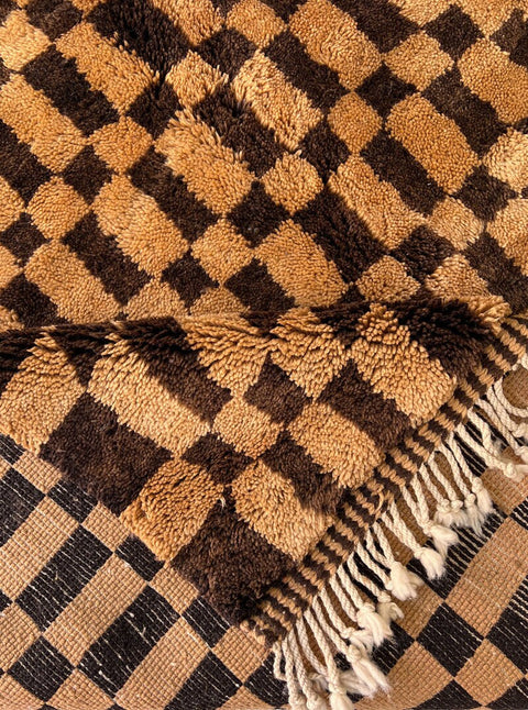 Brown checkered Moroccan rug , 8x10 rugs beni ourain rug - rugs for living room and bedroom - abstract rug - Berber Rug