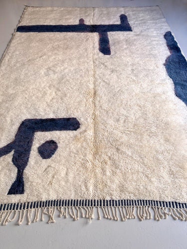 Blue design Moroccan rug, 8x10 rugs beni ourain rug - rugs for living room- abstract rug - Berber Rug - Moroccan Rug- Soft rug