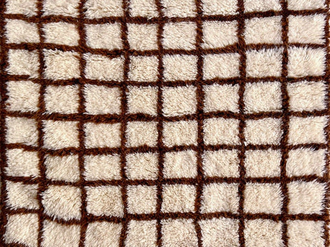 Chechered brown and cream runner- Moroccan Rug- Custom size rug-area Rug - Custom rug- hallway rug, modern runner- Contemporary rug