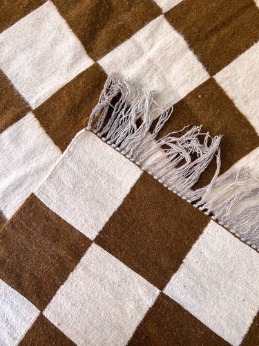 Flatweave Moroccan rug, Zanafi kilim rug - Custom rug for living room and bedroom - checkered moroccan flatweave rug - Berber Rug - kilims