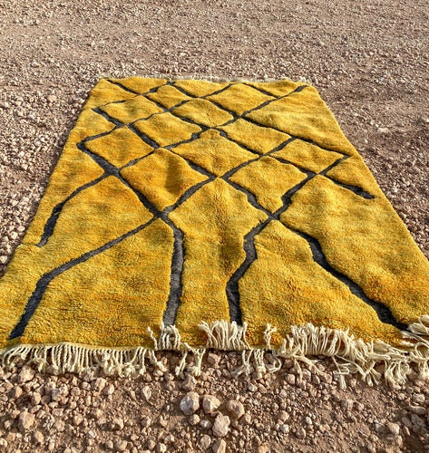 Moroccan Mrirt rug and top quality Handmade 8x10 rug , it&#39;s a Custom rug for living room and bedroom - yellow Berber Rug handmade with wool
