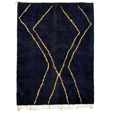 Dark blue custom made moroccan berber rug , beni ourain carpet handmade with natural wool in geometric design