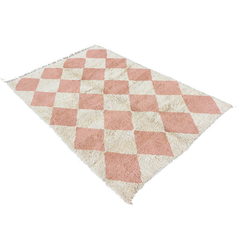 Moroccan rug Pink diamonds , Beni Ourain rug  Authentic Handmade Soft Wool Rug custom made for bedroom