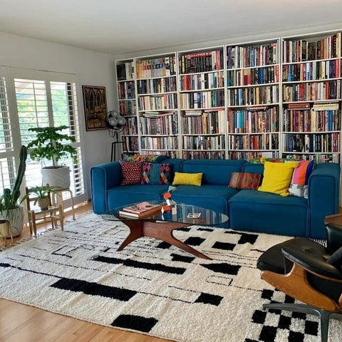 Moroccan authentic 8x10 rugs , black and white contemporary rug design handmade with natural wool