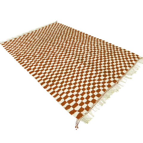 Moroccan berber checkered rug , beni ourain custom and handmade with natural wool