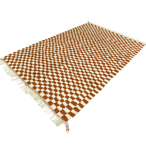 Moroccan berber checkered rug , beni ourain custom and handmade with natural wool