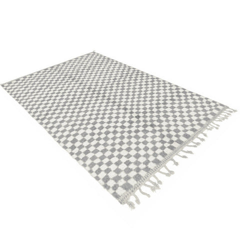 Gray checkered Moroccan rug , beni ourain custom and handmade with natural wool