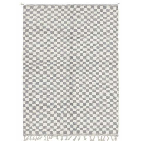 Gray checkered Moroccan rug , beni ourain custom and handmade with natural wool