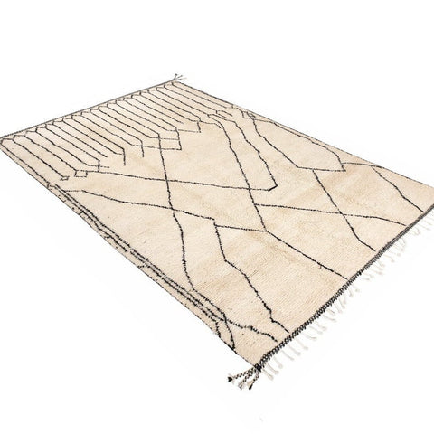 Authentic classic off white beni ourain rug with a contemporary design, custom and handmade with natural wool