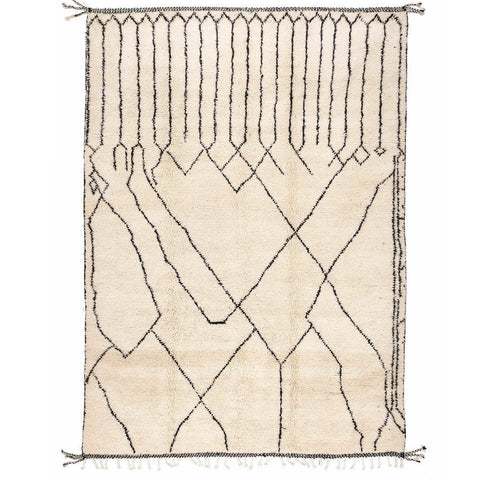 Authentic classic off white beni ourain rug with a contemporary design, custom and handmade with natural wool
