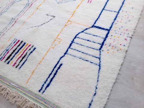 Beni ourain rug- Moroccan Rug- Custom size rug-Berber Rug - Custom rug- rugs for living room, Genuine lamb wool- Contemporary rug- All wool